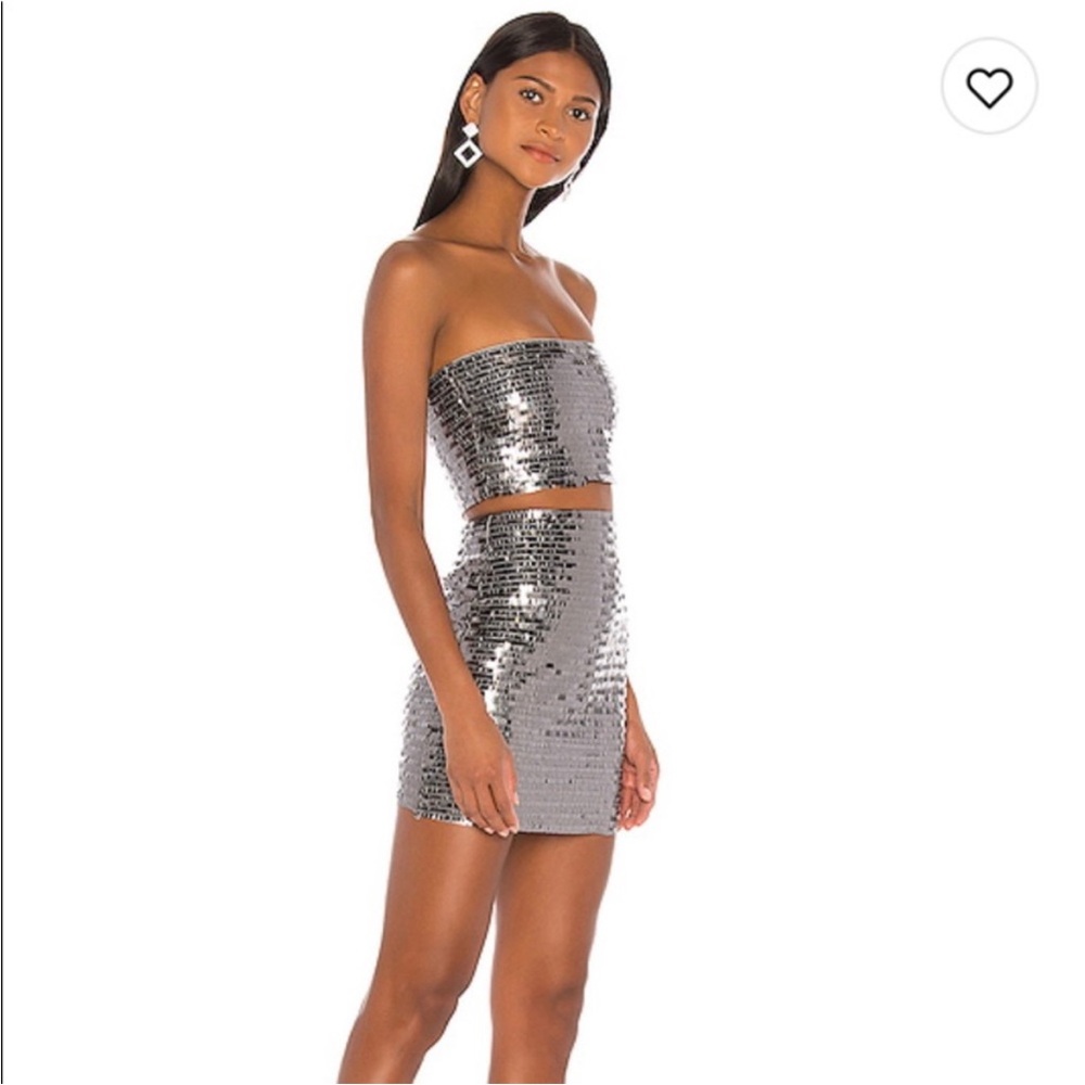 Superdown Silver Sequin Mini Dress - image 2